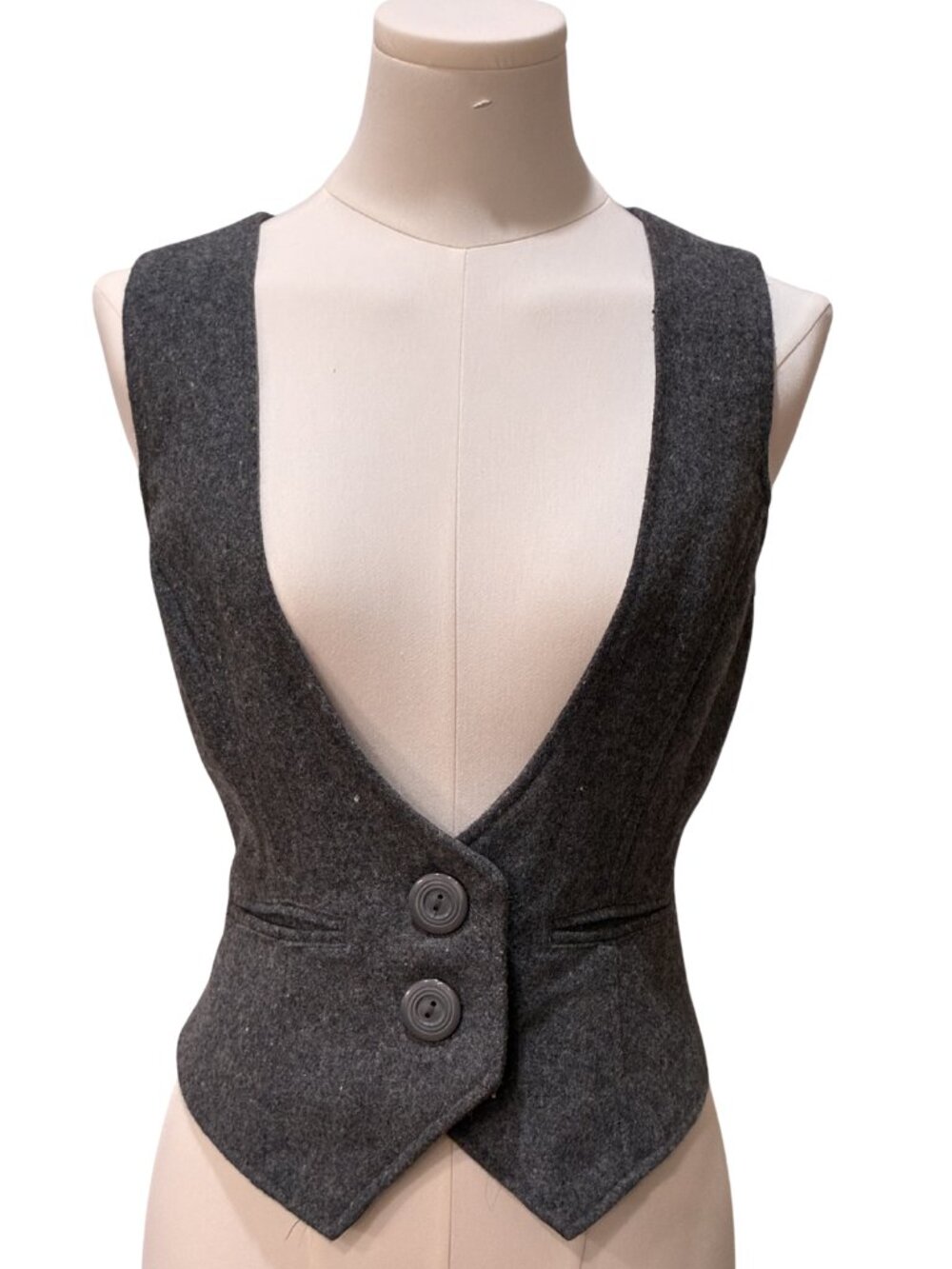 Last Kiss Y2K Gray Wool Blend Waistcoat Sweater Vest Dark Academia Office Siren